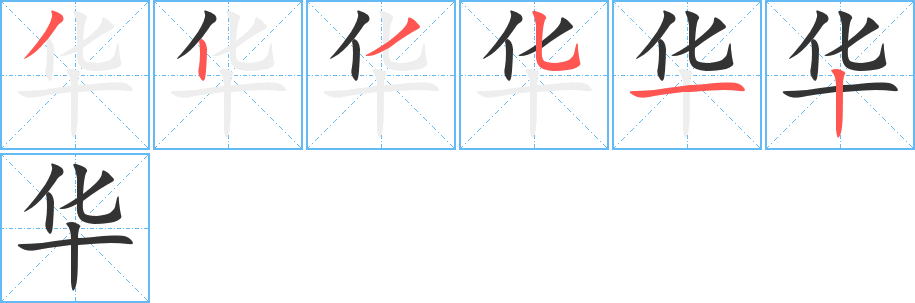 《华》字笔顺、笔画、有几画|华字怎么写? - 汉字笔顺查询